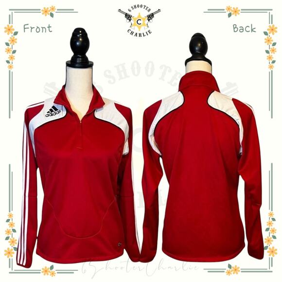 Vintage Y2K Adidas Clima365 Quarter Zip Pullover Womens Size Medium Red Jacket - Picture 6 of 9